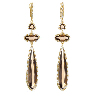 14k Yellow Gold, Diamond , Tear Drop, Earring