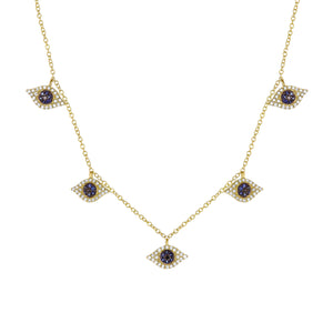 14k White Gold, Diamond, Five Eye, Necklace