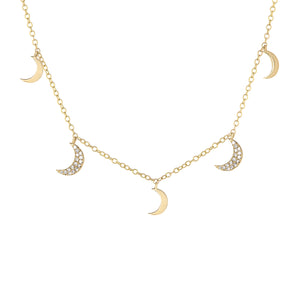 14k Rose Gold,Diamond ,Moons, Necklace