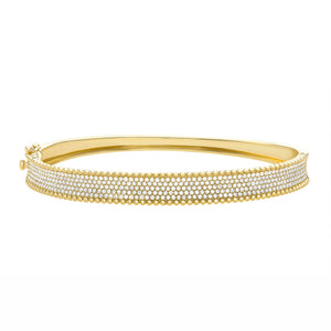 14k Yellow Gold, Diamond, Solid, Bangle