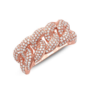 Rose Gold Diamond chain Ring 14k