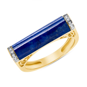 Lapis and diamond bar ring 14k