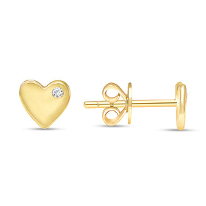 Heart with a diamond earrings 14k