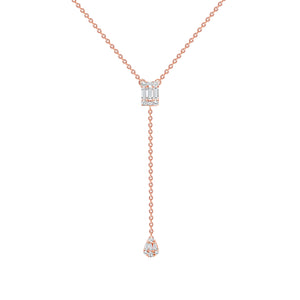 Baguette drop necklace 14k