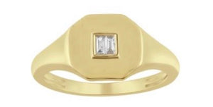 Single Diamond Signet Ring
