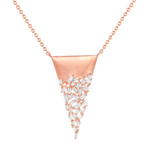 14K Rose Gold,Diamond, Triangle , Necklace