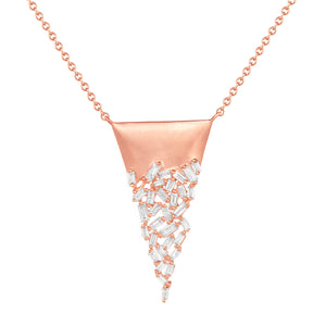 Baguette Triangle  Necklace 14k