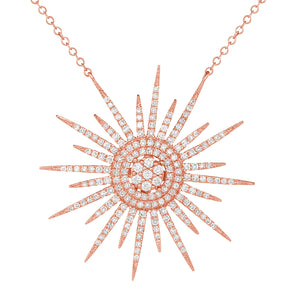 14K Rose Gold,Diamond, Sunshine , Necklace