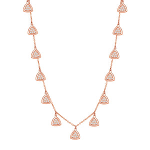 14K Rose Gold,Diamond, Dangling Triangle , Necklace