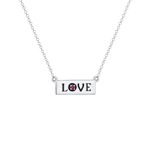 14k White Gold, Ruby, Love Necklace