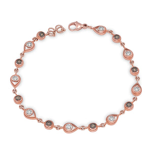 14k Rose Gold,Diamond, Drops & Circle Bracelet