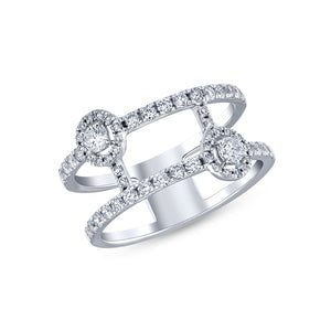 14k White Gold, Diamond, Double Circular Connect Ring