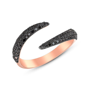 Rose Gold, Black Diamond Clutch Ring 14k