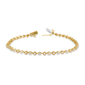 14k Yellow Gold, Diamond, Circle and Triangle Bracelet