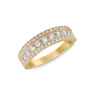 14k Yellow Gold, Diamond, Three Layered Diamond Ring