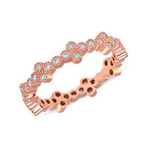 14k Rose Gold, Diamond, Four Connected Circle Ring