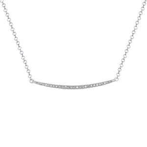 14k White Gold,Diamond, Thin Smile Necklace