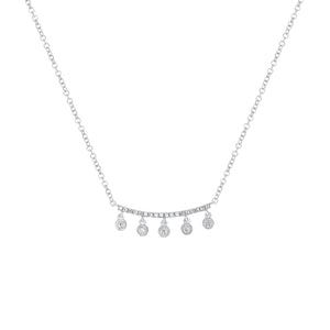 14K White Gold,Diamond, Five Hanging Circle Necklace