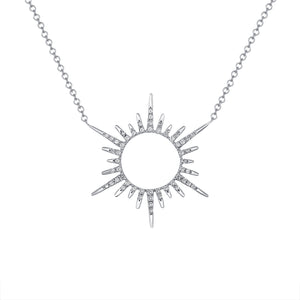 14k White Gold, Diamond, Sun Necklace