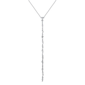 14K White Gold, Diamond, Bits Lariat Necklace