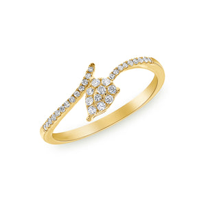 14k Yellow Gold, Diamond, Leaf Ring