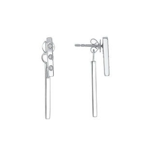 14k White Gold,Diamond, Three Dot Earring