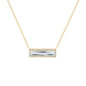 14k Yellow Gold, Diamond, Rectangle End Necklace