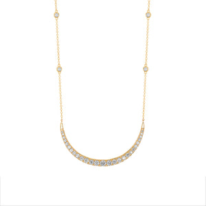 14k Yellow Gold, Diamond, Center Curved Necklace