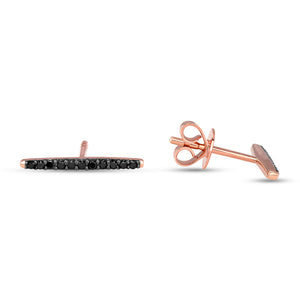 Black Diamond, Rose Gold line earrings 14k