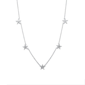 14k White Gold, Diamond, Star Necklace