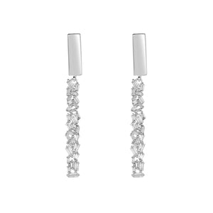 14K White Gold, Diamond, Rod, Earring