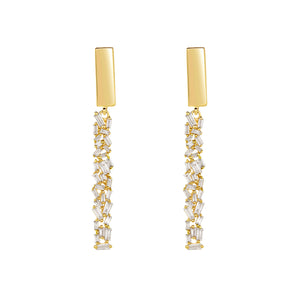 14K Yellow Gold, Diamond, Rod, Earring