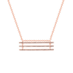 Diamond, 3 Lined Necklace 14k