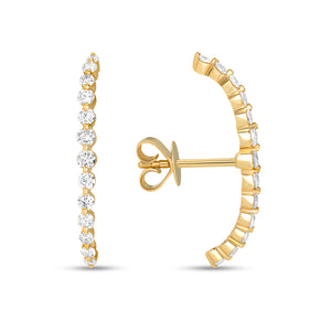 14k Yellow Gold, Diamond, Arced Earring