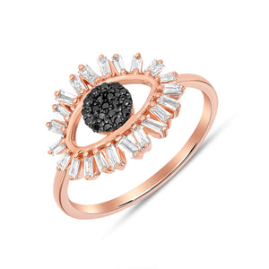 Black & White Diamond, Evil Eye Ring 14k