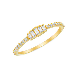 14k Yellow Gold, Diamond, 5 Rectangle Ring