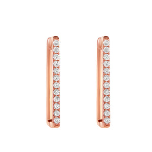 14K Yellow Gold, Diamond, Line , Earring