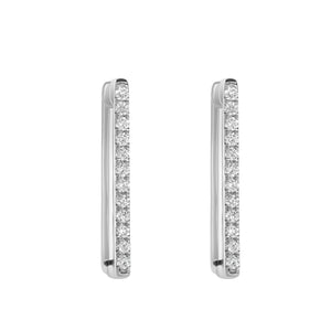 14K White Gold, Diamond, Line , Earring