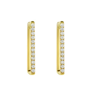 14K Yellow Gold, Diamond, Line , Earring