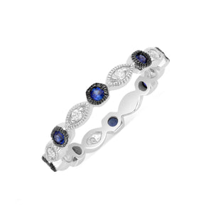 Sapphire and Diamond Stackable Band 14k