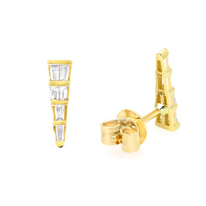 14K Yellow Gold, Diamond, Triangle, Earring