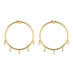 14K Yellow Gold, Diamond, Five Dangles , Earring