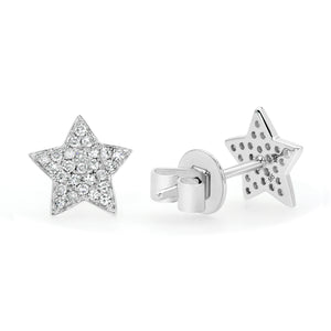 14K White Gold, Diamond, Star Stud , Earring