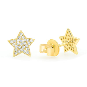 14K White Gold, Diamond, Star Stud , Earring