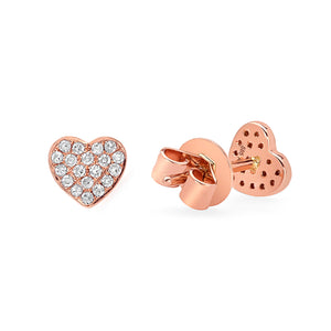 14K Yellow Gold, Diamond, Heart Stud , Earring