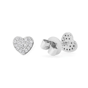 14K Yellow Gold, Diamond, Heart Stud , Earring