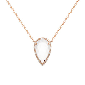 14k Rose Gold, Diamond, Center Topaz Necklace