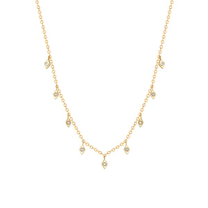 14k Yellow Gold, Diamond, Hanging Rectangle Necklace