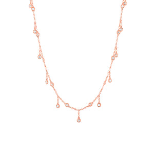 14k Rose Gold, Diamond, Hanging Circles Necklace