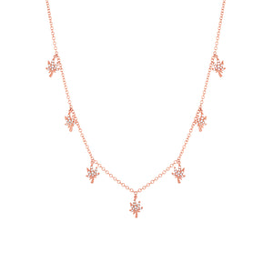 14k Rose Gold, Diamond, Hanging Leafs Necklace
